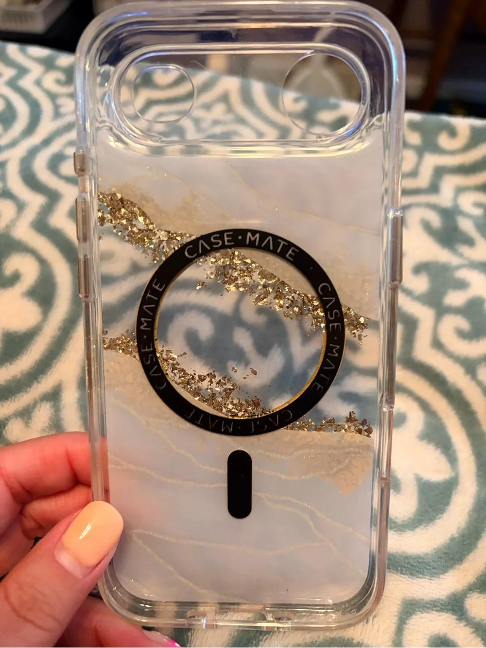case-mate Clear Glitter Phone Case with Gold Planet Motif
